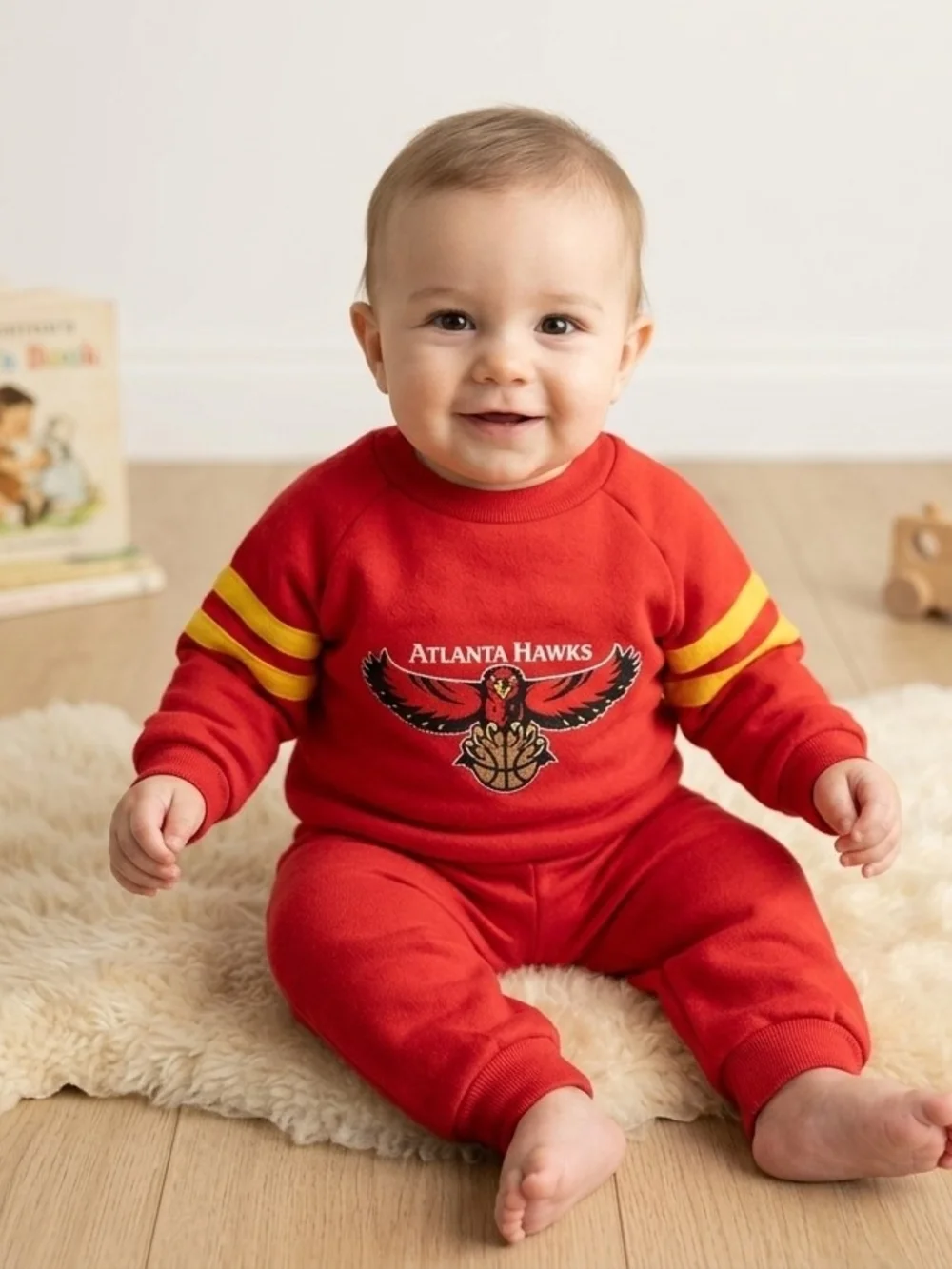 VINTAGE 90s Atlanta Hawks Babyfair Fleece Tracksuit Set (18 Months) - NWOT